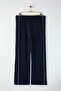 Lacivert Straight Fit Beyaz Biye Detaylı Örme Krep Büyük Beden Pantolon TBBAW26AR00005 - 7