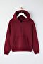 Teen Bordo Kapüşonlu Kalın İçi Polarlı Yarım Pat Fermuarlı Cepli Örme Sweatshirt TWOAW26SW00160 - 5