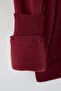 Teen Bordo Kapüşonlu Kalın İçi Polarlı Yarım Pat Fermuarlı Cepli Örme Sweatshirt TWOAW26SW00160 - 6