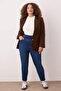 Mavi Yüksek Bel Beli Gipe Detaylı Büyük Beden Skinny Jeans TBBAW26CJ00036 - 2