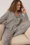 Çok Renkli Pamuklu Leopar Desenli Gömlek Yaka Örme Pijama Takımı THMAW26PT00195 - 2