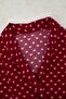 More Sustainable Bordo Puantiye Desenli Kruvaze Yaka Dokuma Pijama Takımı TBBAW24AI00027 - 4