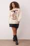 Taş Oversize/Geniş Kalıp Kapüşonlu İçi Polarlı Baskılı Büyük Beden Sweatshirt TBBAW26AO00025