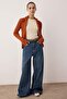 Wardrobe Essentials Turuncu Fermuarlı Dik Yaka Yumuşak Dokulu Pamuklu Triko Hırka TWOAW26HI00088