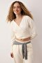 Ekru Dalgıç/Scuba Kumaş Sırt Bağlama Detaylı Spor Örme Sweatshirt THMAW26SW00004 - 2