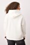 Ekru Oversize/Bol Kesim Nakışlı Kalın İçi Polarlı Örme Sweatshirt TBBAW26AO00010 - 4