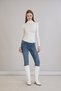 Turtleneck Sleeve and Skirt Embroidered Draped Blouse Ecru - 3