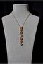 7 Element Y Necklace Gold Color Pink Stone - 4