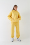 Oversize Unisex Tracksuit Set Yellow – Basic, 3 Thread Brushed Fleece; Hooded Top, Elasticated Bottom - 4