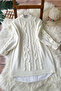 Ruffle Detailed Soft Sweater Tunic 8770 - White - 4