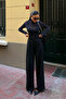 Black Double Pleat Detailed Palazzo Trousers - 6