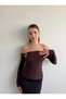 Brown Long Sleeve Buckle Detail Madonna Collar Autumn Spring Sandy Blouse - 4
