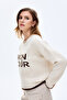 Bonjour Written Crew Neck Knitwear Sweater Cream - 4