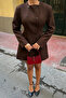 Brown Button Detailed Jacket Dress - 6