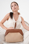 Heybes Women's Brown Leather Detailed Jute Clutch Handbag - 4