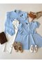 Women's Blue Polka Dot Tunic and Blue Polka Dot Collared Poplin Girls' Dress (Sold as a Single Item) - 6