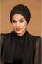 Black Glitter Pleated Evening Dress with Scarf Bonnet - 3