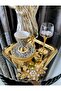 4-Persons Single Coffee Tea Presentation Tray with Gold Brooch - 2