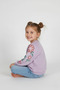 Crew Neck Long Sleeve Sleeves Cıcek Printed Lilac Color Girl's Sweatshirt - 2