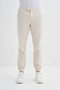 0004 Button Closure Jogger Men's Trousers with Elastic Waist and Legs Ecru - 3