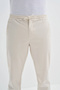 0004 Button Closure Jogger Men's Trousers with Elastic Waist and Legs Ecru