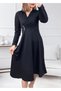 Button detailed double-breasted collar dress - 2