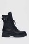 Fallon Genuine Leather Women's Boots with Buckle Detail - BLACK