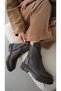 Mena Genuine Leather Blunt Toe Women's Boots with Zipper Accessories on the Front - Bitter Brown - 9