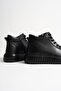 Zarek Men's Black Genuine Leather Lace-Up Zippered Casual Boots - 4