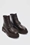 Melodi Genuine Leather Front Buckle Detailed Zippered Boots - Bitter Brown - 3