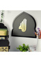 Black Wooden Prayer Rug Stand and Quran Organizer with Gold Plexiglass Decoration, Stylish Islamic Decorative - 4