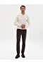 Ecru Slim Fit Zippered Polo Collar Basic Knitwear Sweater 50314191-Vr019 - 4