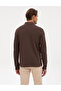 Dark Brown Slim Fit Non-Curling Polo Collar Basic Pique Sweatshirt 50314048-Vr084 - 5