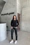 Women's Crew Neck Stoned Relax Black Loose Sweat
