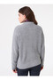 Zipper Detailed Knitwear Bomber Cardigan - Gray - - 6