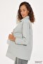 Women's Long Polo Collar Buttoned Pocket Gray Denim Jacket - 3
