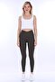 Women's 1 Size Slimming Khaki High Waist Cross Belt Tights - 4
