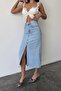 Women's Cotton Slit Long Baby Blue Denim Skirt