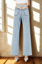 Women's Low-Cut Loose Ice Blue Palazzo Jeans - 6
