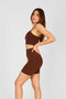 Ntb Brown High Waist Short Sports Leggings with Scrunch Detail,Compression Leggings,Short Sports Leggings,Fitness - 5