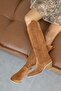 Merlot Women's Genuine Leather Suede Boots Tan