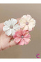 Set of 6 Soft Daisy Flower Hair Clips - White Pink Colored Hair Ornament Clip-On Clip Buckle Set - 3