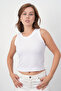 Women's Ribbed Look Cotton Fabric 3 Pieces White Women's Undershirt Pack 001 - 5