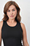 Women's Ribbed Look Cotton Fabric 3 Pieces Black Women's Undershirt Pack 001 - 3