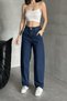 Women's Loose Wide Leg Baggy Fit Navy Jeans