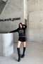Women's Stoned London Printed Relax Fit Black Sweat - 4