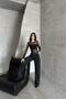 Women's Wide Leg Baggy Anthracite Jeans - 3