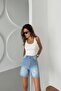 Women's Stoned Jeans Summer A.Blue Tight Mini Denim Shorts - 2