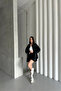 Women's Shabby Jeans Oversize Long Black Denim Jacket - 4