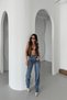 Women's Pocket Detail Wide Leg Blue Baggy Jeans - 6